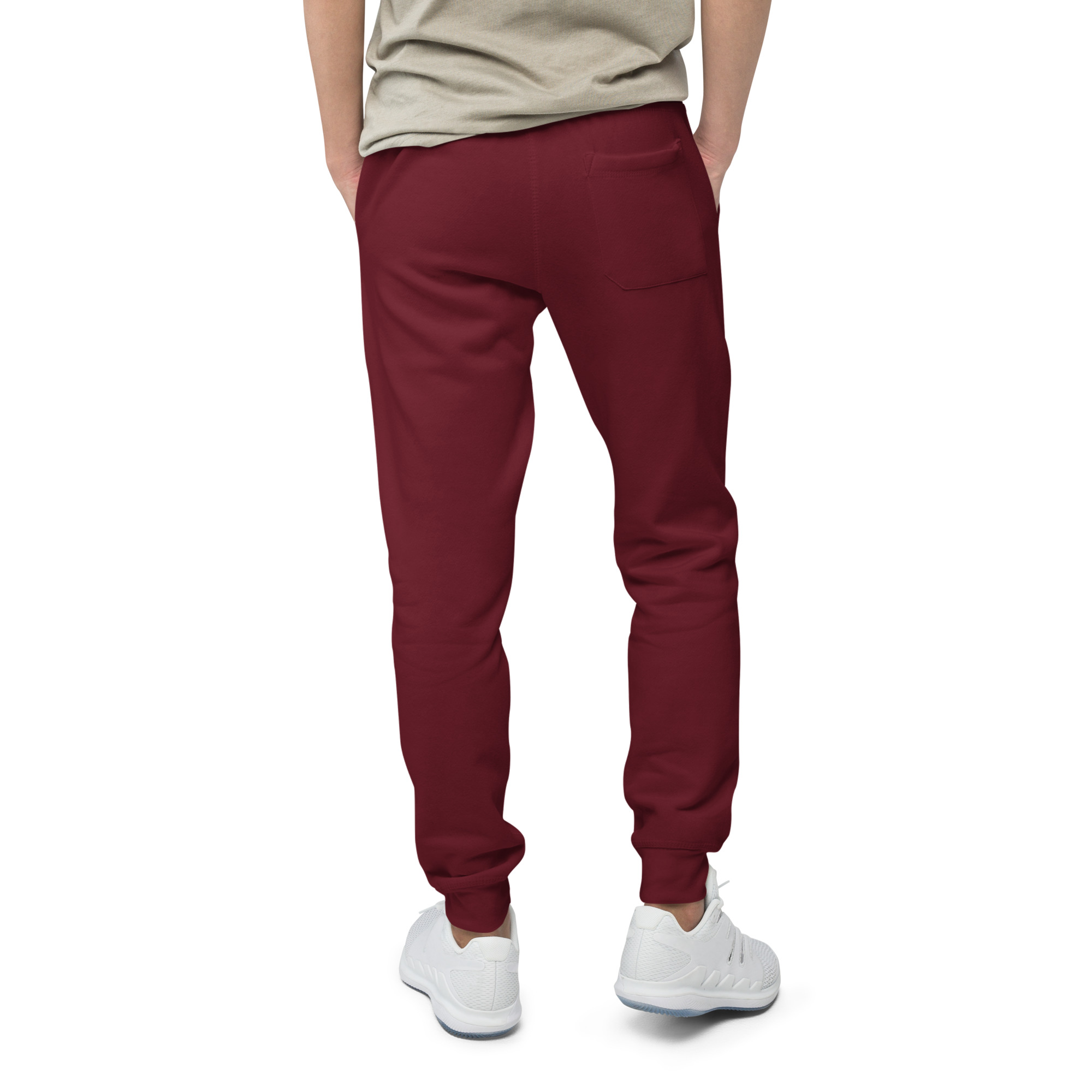 unisex fleece sweatpants maroon back 649ed6e0e9f2c.jpg