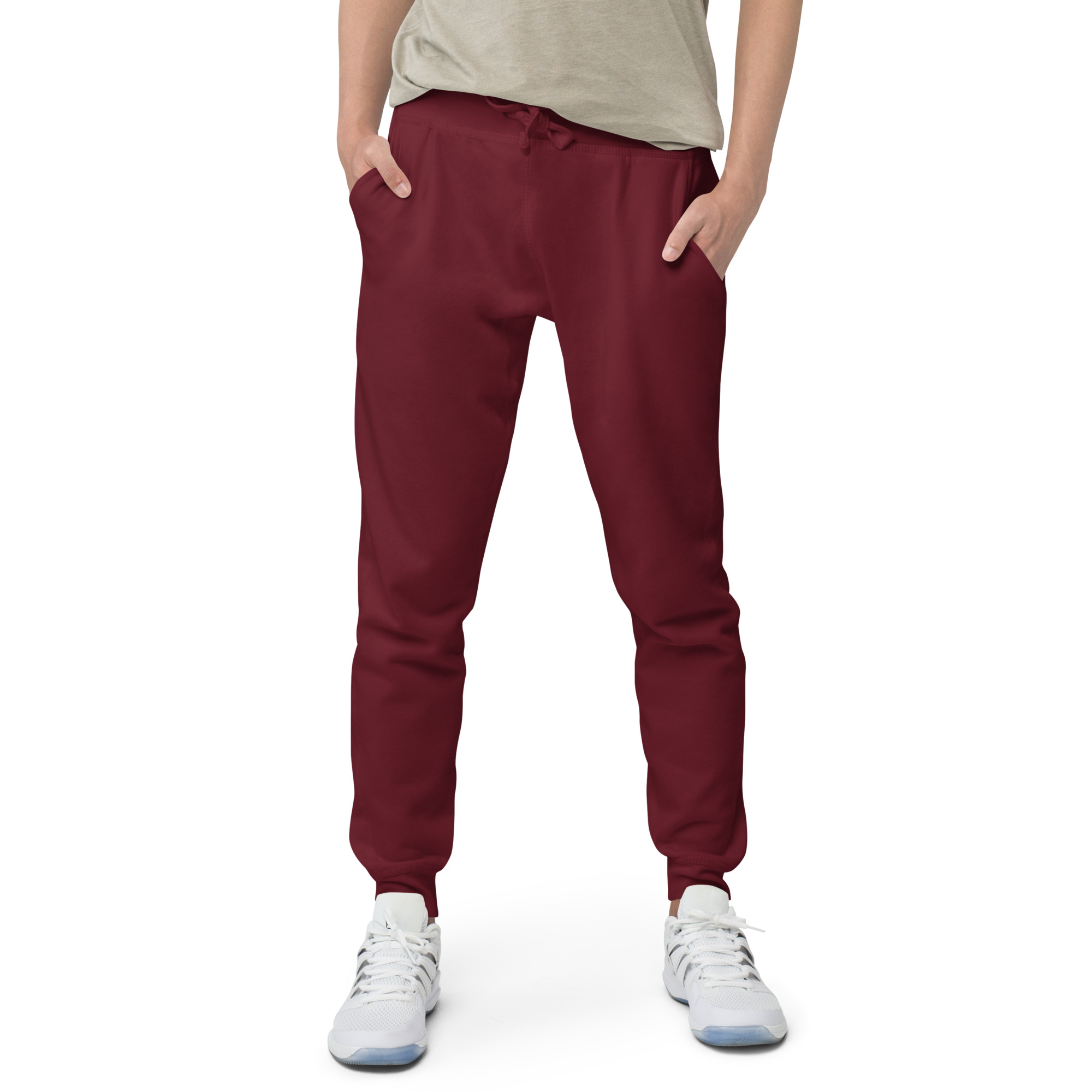 unisex fleece sweatpants maroon front 649fea4ceff2f.jpg